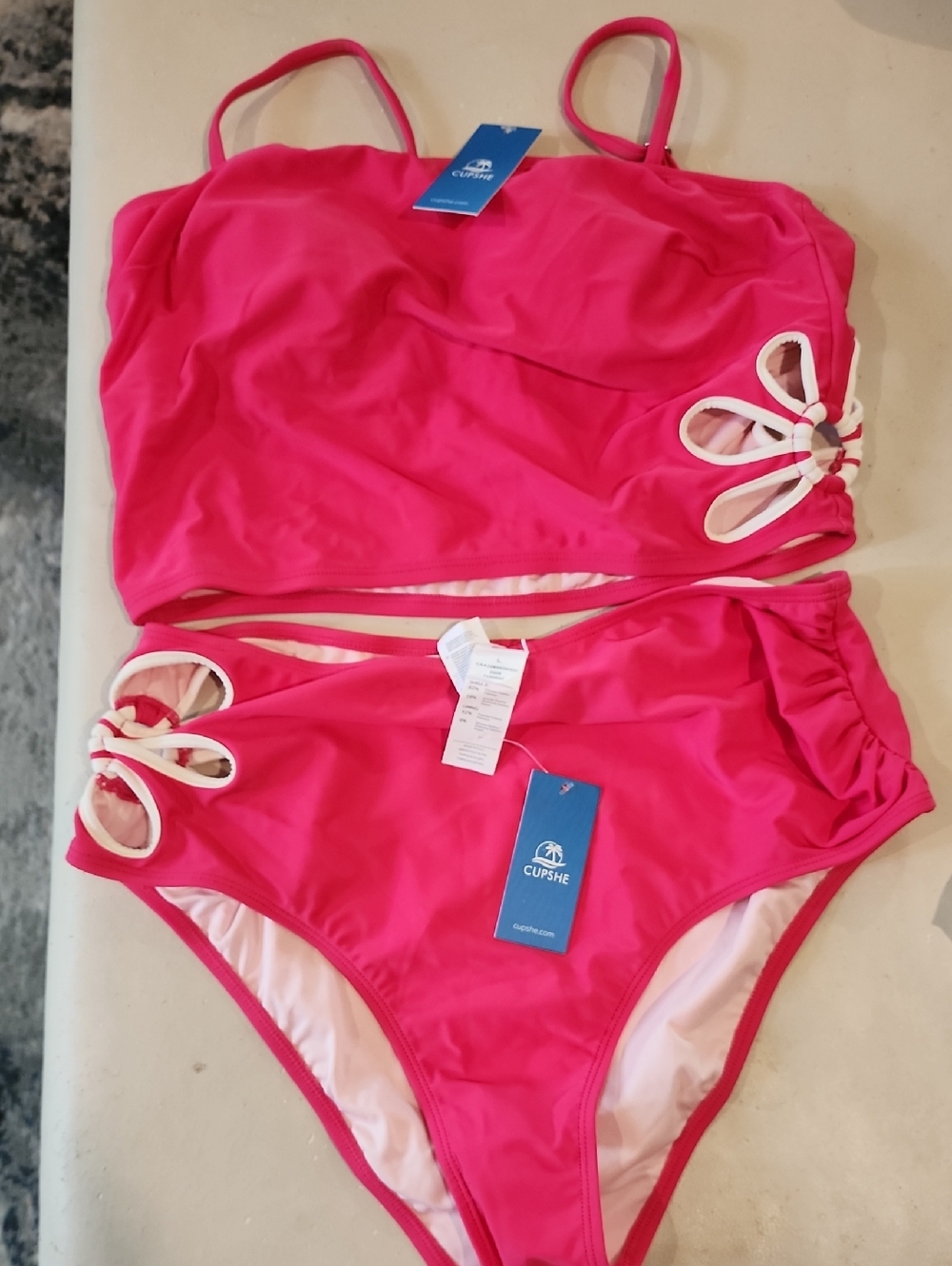 Cupshe Women's Pink Two-Piece Tankini Swim Set